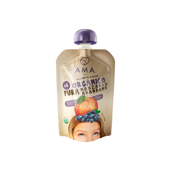 Pure de frutas organico Ama Manzana Arándanos