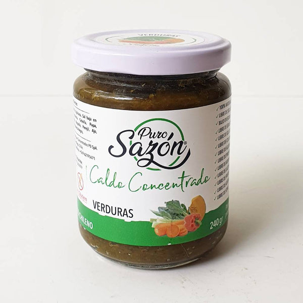 Caldo Concentrado de Verduras 100% natural, 240 grs Nuevo Envase, Puro Sazón