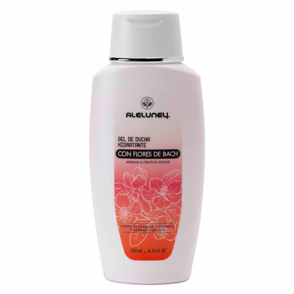 Gel de ducha refrescante aroma frutos rojos, con flores de bach, 200 ml, Aleluney